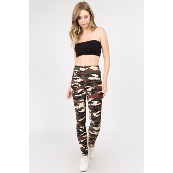 Mid Waist Camo Print Leggings Skinny Pants Long - Picture 6 of 7